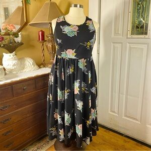 TORRID Midi Dress Black Dark Floral Print Lined Georgette Sleeveless Size 18